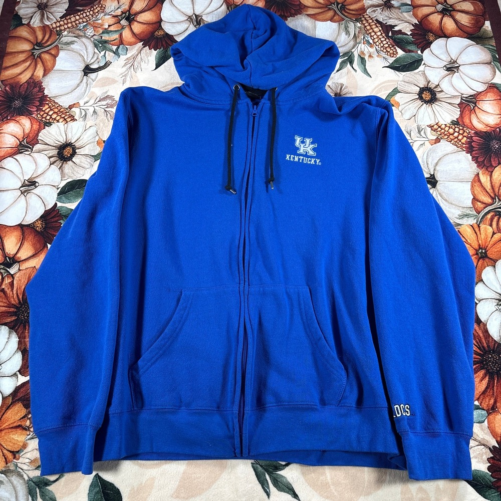 Kentucky Wildcats Top of the World Mens Embroidered Hoodie Full Zip Blue XL